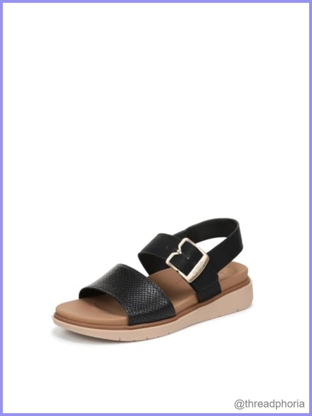 Dr. Scholl's Posie Flat Slingback Sandals Faux Leather Comfort Platform